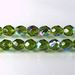 Czech Glass Fire Polish Bead - Round 08MM OLIVINE AB