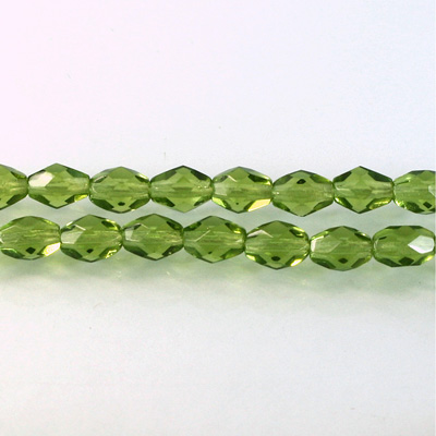 Czech Glass Fire Polish Bead - Oval 07x5MM OLIVINE