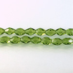 Czech Glass Fire Polish Bead - Oval 07x5MM OLIVINE