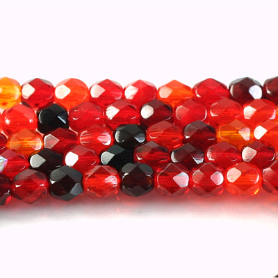 Czech Glass Fire Polish Bead - Round 06MM RED MIX