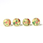 Czech Glass Lampwork Bead - Smooth Round 08MM Flower ON JONQUIL