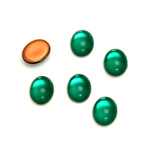 Glass Medium Dome Foiled Cabochon - Oval 10x8MM EMERALD