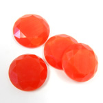 Fiber-Optic Flat Back Stone with Faceted Top and Table - Round 15MM CAT'S EYE ORANGE