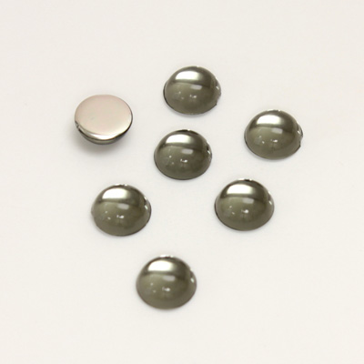 Plastic Flat Back Foiled Cabochon - Round 07MM BLACK DIAMOND