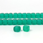 Czech Pressed Glass Bead - Cube 05x7MM MATTE EMERALD