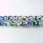 Czech Glass Fire Polish Bead - Round 06MM STRIPED CRYSTAL