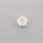 Plastic Carved No-Hole Flower - Round  09MM WHITE