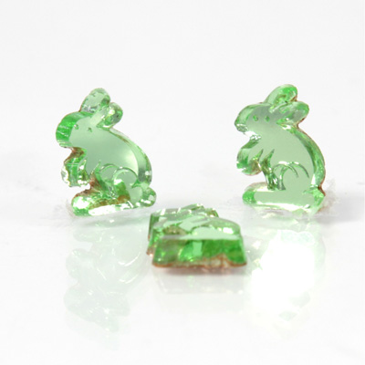 Glass Flat Back Foiled Mirror - Rabbit 10MM PERIDOT