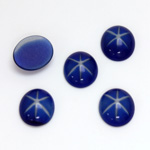 German Glass Medium Dome Cabochon - Oval 12x10MM ROYAL STAR BLUE