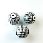 Plastic Engraved Bead - Round 19MM BLACK on WHITE