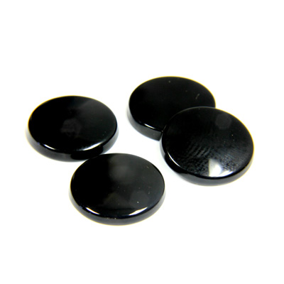 Gemstone Flat Back Single Bevel Buff Top Stone - Round 13MM BLACK ONYX