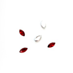 Plastic Flat Back Foiled Rose Cut Rhinestone - Navette 06x3MM RUBY