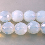 Czech Glass Fire Polish Bead - Round 14MM WHITE OPAL