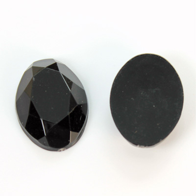 Plastic Flat Back Rose Cut Rhinestone - Oval 25x18MM JET