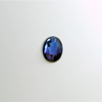 Glass Flat Back Foiled Rauten Rose - Oval 10x8MM BERMUDA BLUE Coated