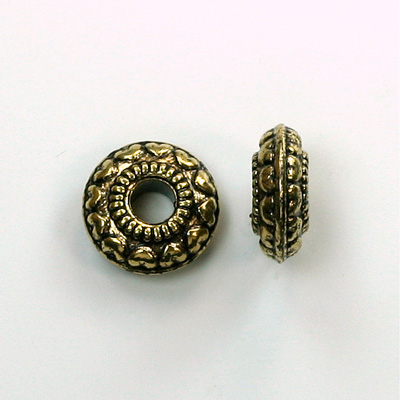 Metalized Plastic Engraved Bead - Wheel 12x5 ANT GOLD
