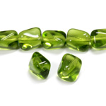 Czech Pressed Glass Bead - Baroque Twisted 11x9MM OLIVINE