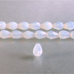 Czech Glass Fire Polish Bead - Pear 08x6MM WHITE OPAL