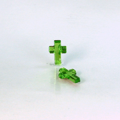 German Glass Flat Back Foiled Mirror - Cross 10x6MM PERIDOT