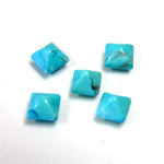 Gemstone Cabochon - Square Pyramid Top 06x6MM HOWLITE DYED CHINESE TURQ