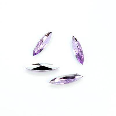 Plastic Point Back Foiled Stone - Navette 15x4MM LT AMETHYST