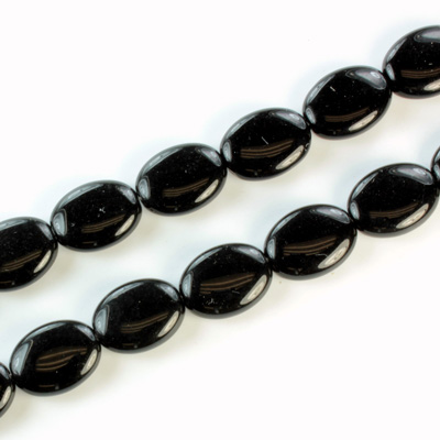 Czech Pressed Glass Bead - Flat Oval 12x9MM JET