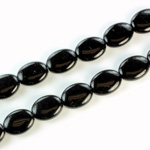 Czech Pressed Glass Bead - Flat Oval 12x9MM JET