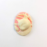 Plastic Cameo - Cat Oval 25x18MM IVORY ON ANGELSKIN