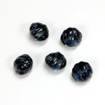 Czech Pressed Glass Engraved Bead - 12x10MM BLACK ON MONTANA