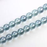 Czech Pressed Glass Bead - Smooth Round 08MM LUMI COATED BLUE