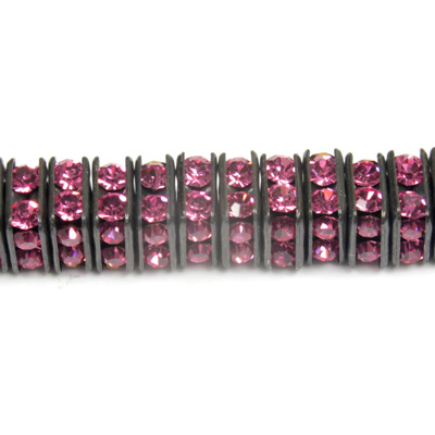 Czech Rhinestone Rondelle - Square 06MM ROSE-BLACK