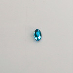 Glass Flat Back Rose Cut Faceted Foiled Stone - Oval 06x4MM AQUA