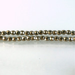 Czech Glass Pearl Faceted Fire Polish Bead - Round 03MM CHAMPAGNE ON BLACK 72105