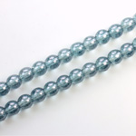 Czech Pressed Glass Bead - Smooth Round 06MM LUMI COATED BLUE