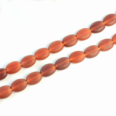 Czech Pressed Glass Bead - Flat Oval 08x6MM MATTE CORNELIAN