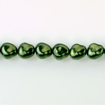 Czech Glass Pearl Bead - Potato 11x9.5MM HUNTER GREEN 70958