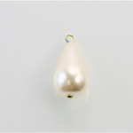 Czech Glass Pearl Bead with 1 Brass Loop - Pear 18x11MM WHITE