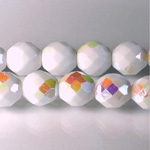 Czech Glass Fire Polish Bead - Round 12MM CHALKWHITE AB