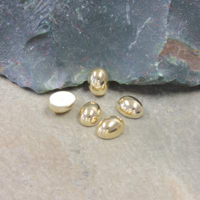 German Plastic Cabochon Vacuum Coated - Oval 08x6MM GOLD