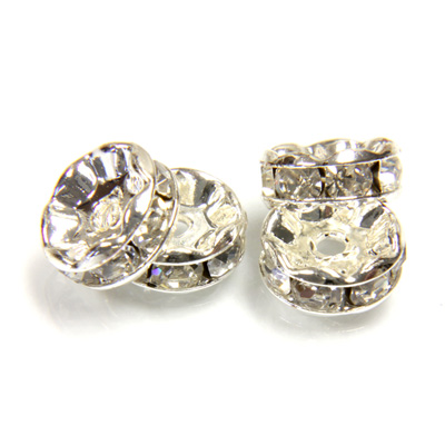 Czech Rhinestone Rondelle - Round Wavy 08MM CRYSTAL SILVER