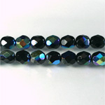 Czech Glass Fire Polish Bead - Round 07MM JET AB