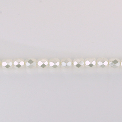 Czech Glass Pearl Faceted Fire Polish Bead - Round 03MM WHITE 70401