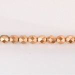 Czech Glass Pearl Faceted Fire Polish Bead - Round 04MM COPPER 70415