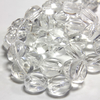 Chinese Cut Crystal Bead - Round Disc Side Drilled 10MM CRYSTAL