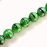 Czech Pressed Glass Bead - Smooth Round 12MM TIGEREYE GREEN