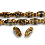 Czech Pressed Glass Bead - Baroque Oblong 12x7MM TIGEREYE