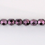 Czech Glass Pearl Faceted Fire Polish Bead - Round 06MM AMETHYST 70979