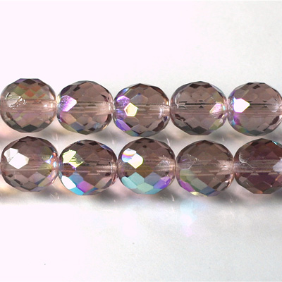 Czech Glass Fire Polish Bead - Round 10MM LT AMETHYST AB
