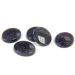 Man-made Gemstone Flat Back Single Bevel Buff Top -  Oval 12x10MM BLUE GOLDSTONE