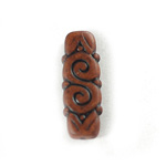 Plastic Engraved Bead - Flat Rectangle 30x11MM INDOCHINE BROWN
